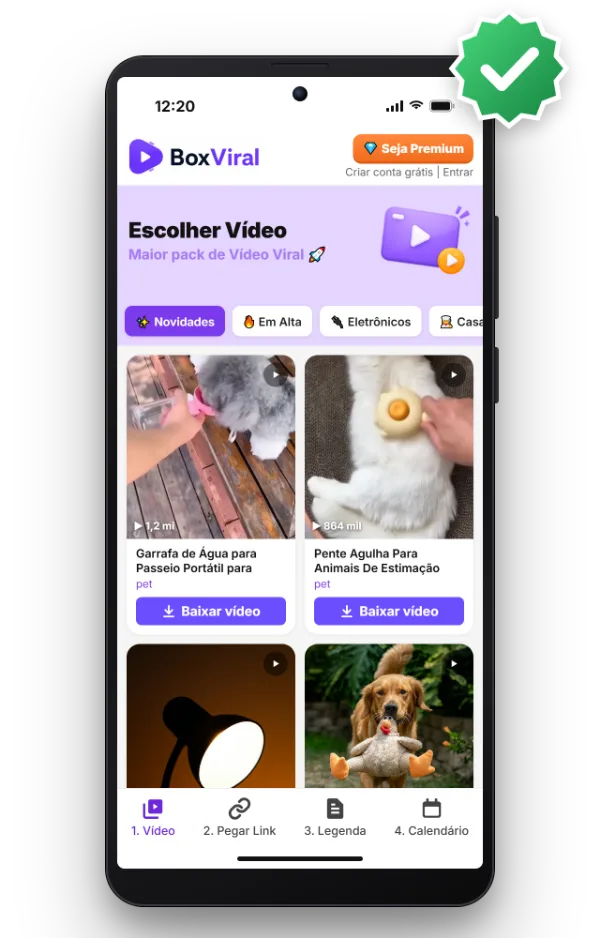 BoxViral aberto em um celular Android simples